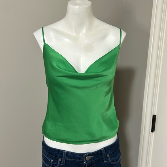 Aritzia Babaton Cowlneck Camisole Green Slinky Japan Fabric Sz XXS NEW - Picture 1 of 12